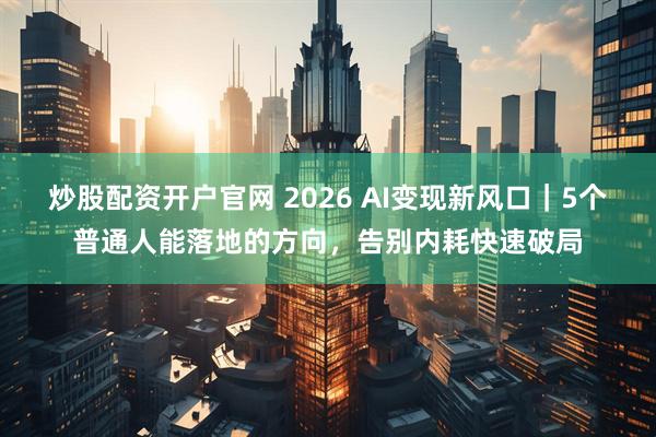 炒股配资开户官网 2026 AI变现新风口｜5个普通人能落地的方向，告别内耗快速破局